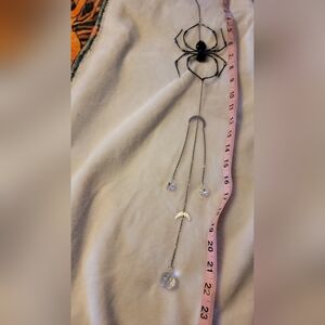 Silver Moon and Crystal Pendant Necklace